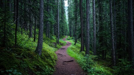 Fototapeta premium Forest Trail to Campsite Near Cascade