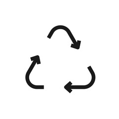 Minimalist recycling sign icon in a thin outline style. For web design, mobile app, packaging, and infographics. Editable stroke. Eco-friendly theme, sustainability, environmental awareness. Vector