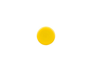 Yellow plastic button isolated on transparent background