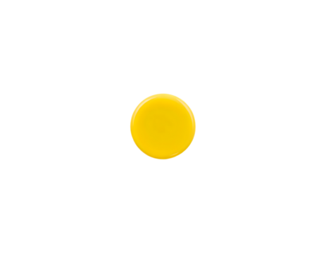 Yellow plastic button isolated on transparent background