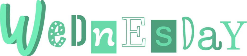 Wednesday vector illustration in green colors 