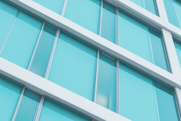 Modern architectural design featuring glass windows in urban setting during daylight