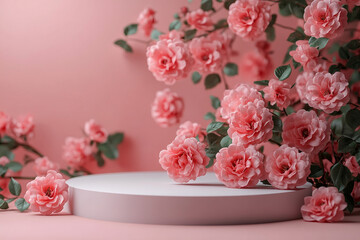 Romantic display of pink flowers on neutral background