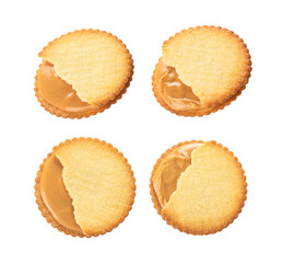 Delicious peanut butter cookies on a white background