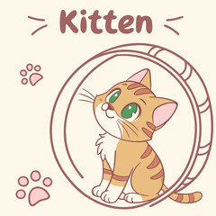 International Cat Day Vector Illustration, Adorable Cartoon Cat Character Design