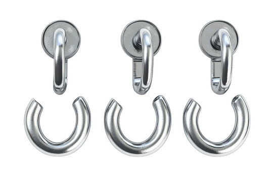 Three Gleaming Silver Hooks, Ready To Hang, Capturing A Sense Of Potential And Connection, Against A Pure White Backdrop Isolated on Transparent Background
