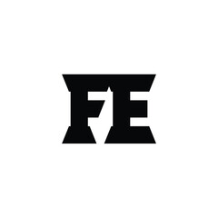 Obraz premium FE monogram logo design letter text name symbol monochrome logotype alphabet character simple logo