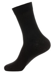 A single black crew sock on foot mannequin isolated
