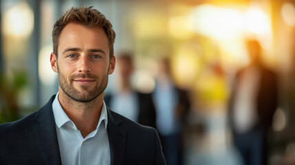 Fototapeta premium businessman standing confidently at office
