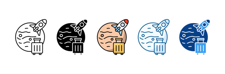Space Tourism Icon Set Multiple Style Collection