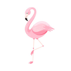 Pastel-colored flamingo in a minimalist, flat style, perfect for children s illustrations, clipart, and digital logos, capturing the essence of a playful, exotic paradise