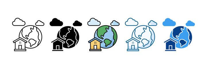 Planet Earth Icon Set Multiple Style Collection