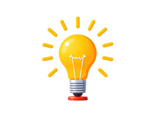 Cartoon Light Bulb with Radiating Rays and transparent background