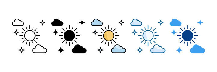 Space Weather Icon Set Multiple Style Collection