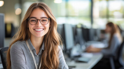 Fototapeta premium young businesswoman standing confidently