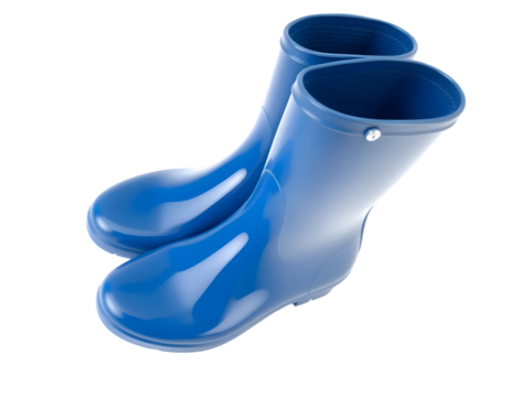 Blue rubber boots isolated on a transparent background