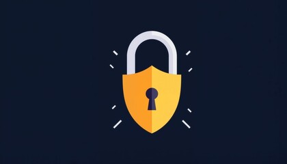 Bold digital padlock and shield symbolizing workplace security, protection