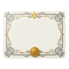 Certificate or invitation frame with gold embellishments and transparent background