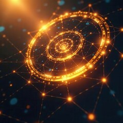 Abstract golden spiral, interconnected nodes, futuristic tech backdrop, digital background, abstract technology, modern