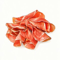 Artistic Illustration of Stacked Prosciutto Cured Ham Delicious Italian Meat Delicacy Artwork