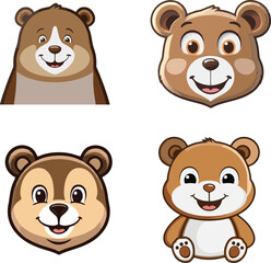 bear vector mascot illustration white background	