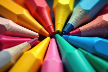 Obraz premium A small, colorful cluster of crayons and pencils , bright, drawing