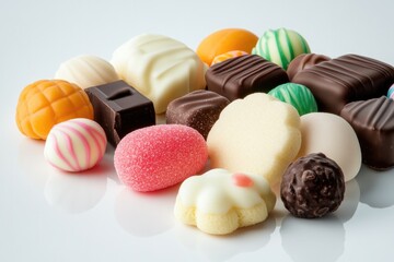 Obraz premium Colorful assortment of sweets showcasing delightful shapes and t