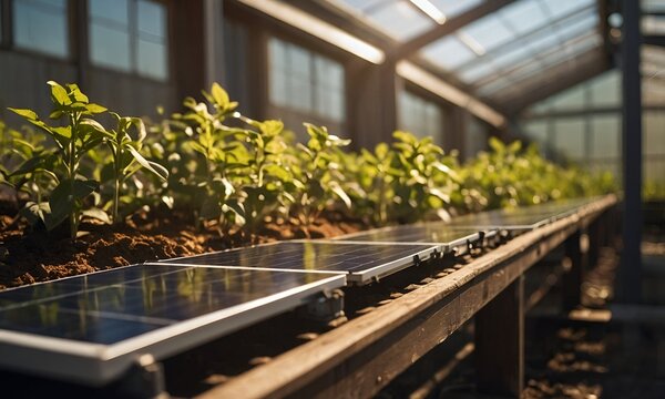 A visual representation illustrating entire process of converting sunlight into renewable energy through solar panels