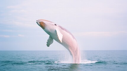 Naklejka premium Majestic whale breaching water's surface, showcasing power and g