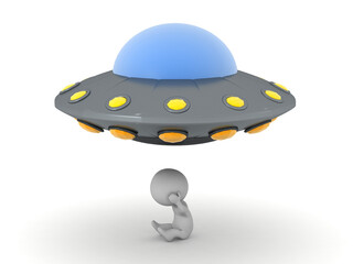 Upset 3D Character with a UFO