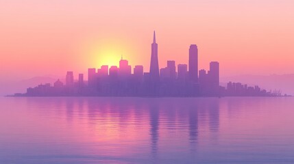 Fototapeta premium Sunrise over a city island