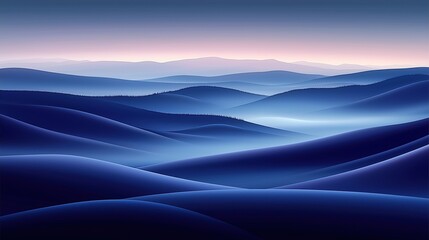 Rolling blue hills with serene atmosphere