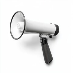 Gray Handheld Electronic Megaphone Communication and Sound Amplification Device with Handle on White