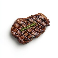 Grilled Beef Steak with Rosemary Garnishing Appetizing Meal Protein Rich Food Culinary Image