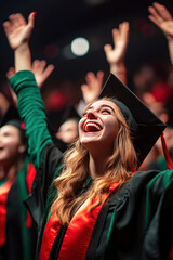 Naklejka premium University students celebrate graduation in ceremony filled with joy and excitement