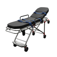 Ambulance Emergency Stretcher with Safety Straps on Transparent Background
