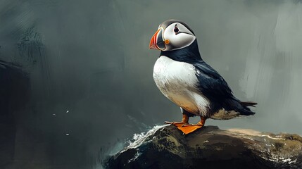 Majestic Fantasy Puffin Bird in a Dreamlike Setting