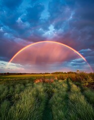 Generated image  A surreal and uplifting scene is created by vibrant colors painted across sky, giving double