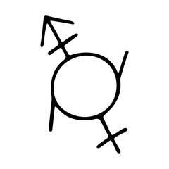 Hand drawn genderfluid (androgyne and female) gender identity icon Symbol used to represent sex and gender