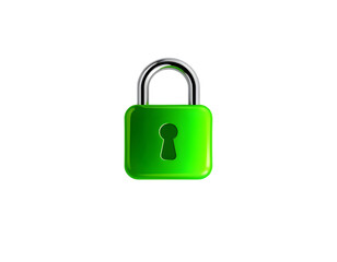 Green padlock icon on transparent background