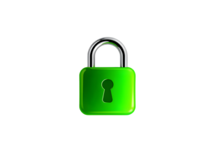 Green padlock icon on transparent background