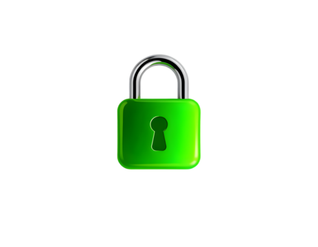 Green padlock icon on transparent background