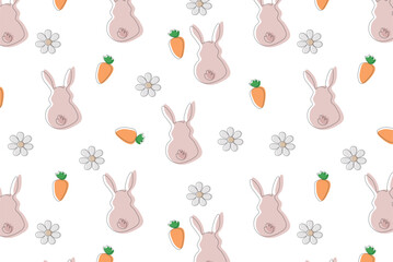 Seamless pattern, children's, cute bunny