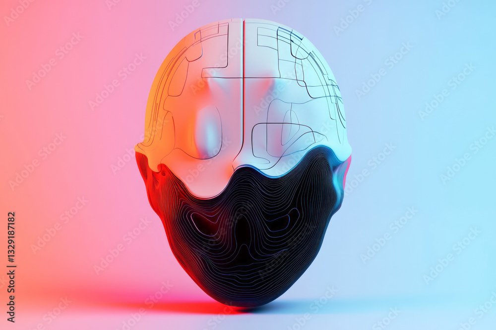 Aufkleber a 3d model of a human head with a face made out of a grid