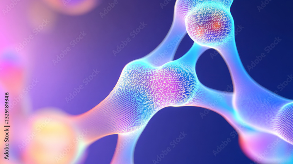 Poster a close up of a molecule with a blue background