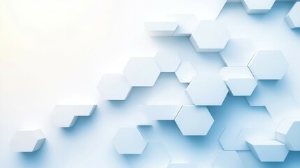 Obraz premium Hexagon Design: A minimalist abstract design featuring a pattern of white geometric hexagonal shapes. The interplay of light and shadow accentuates the three-dimensional aspect.