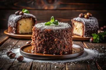 Capture the decadent chocolate lamington cake's beauty in low light. This delicious recipe is simply irresistible.