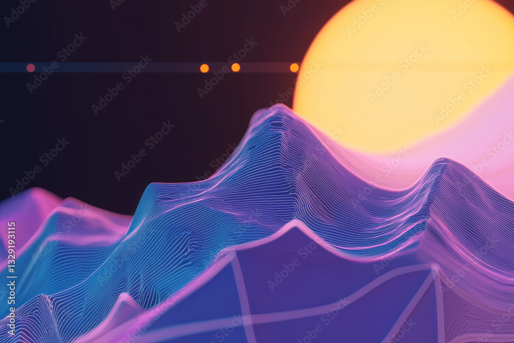 Poster a computer screen with a mountain in the background