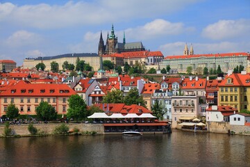 Obraz premium Prague city with Hradcany and River Vltava