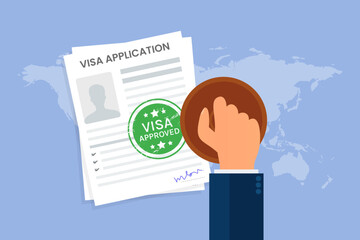 Visa Application Approved Stamp Illustration with Official Immigration Marking